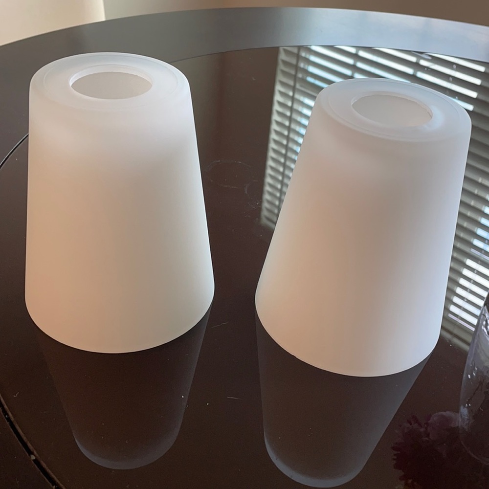 NWT-set of 2 white frosted glass lampshades